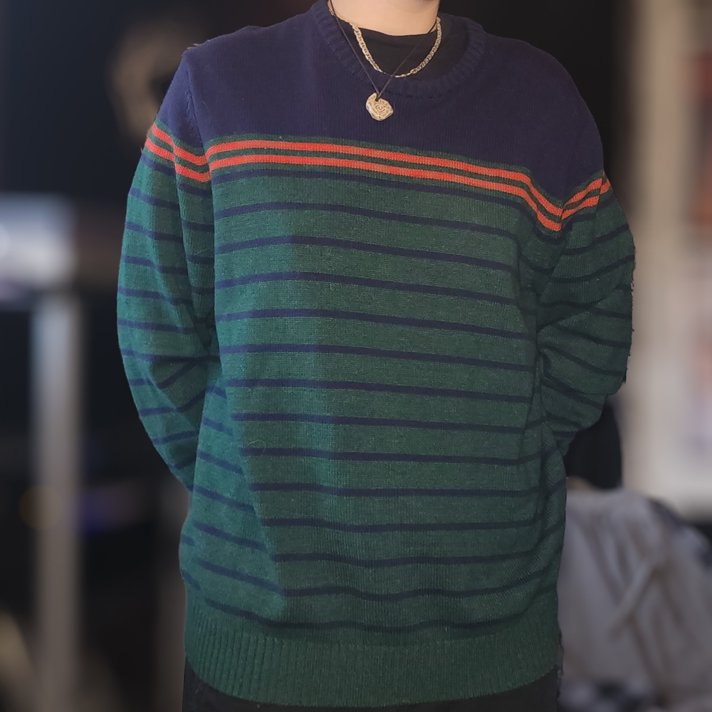 Striped Green and Navy Sweater